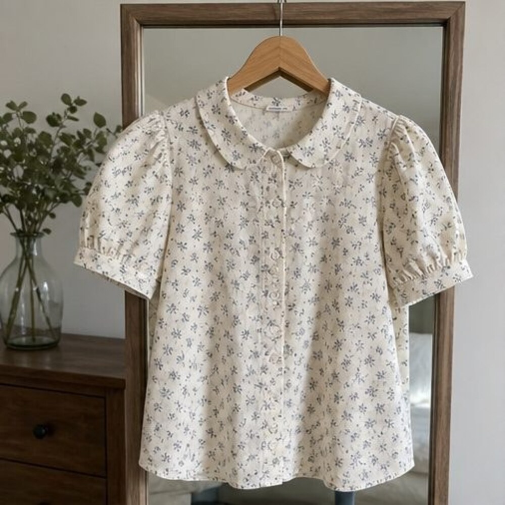 Cream V Neck Top